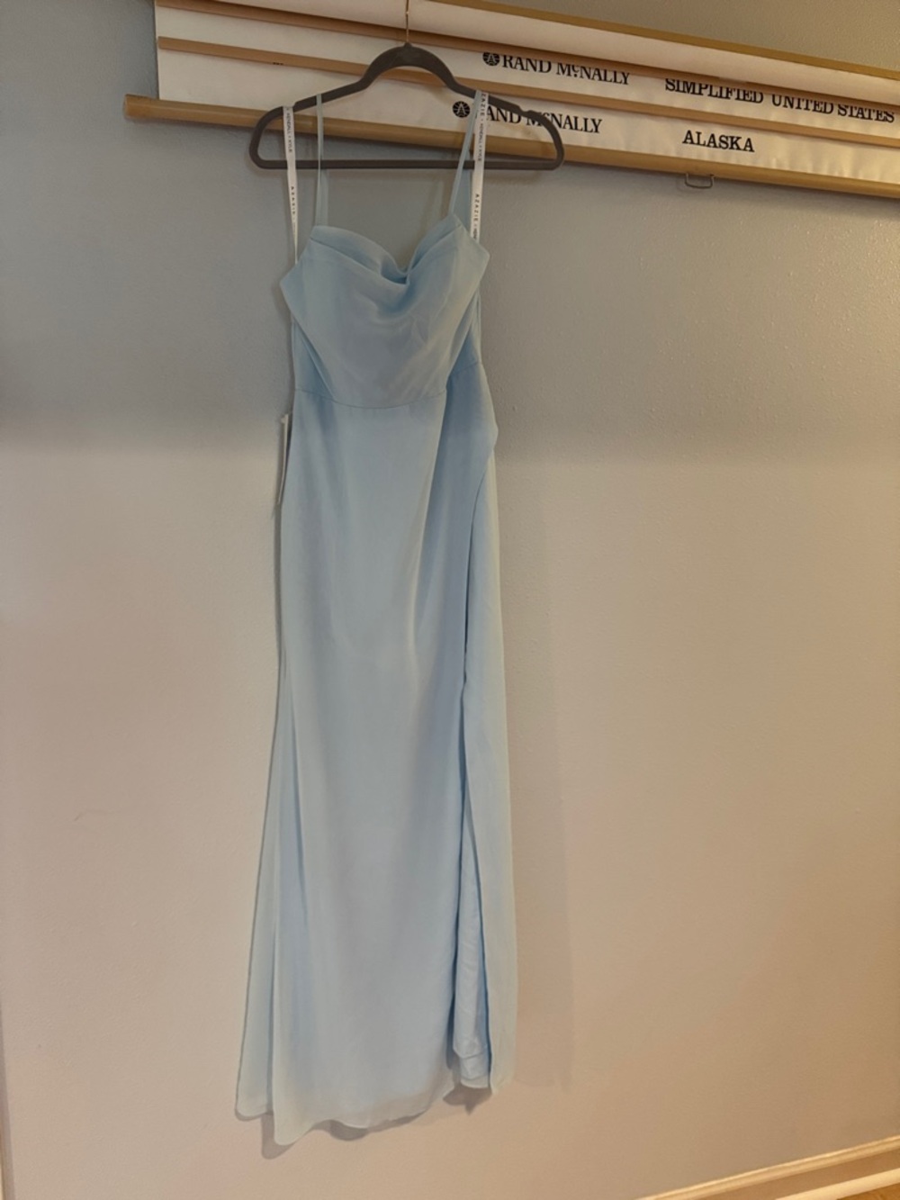 Azazie  Blue Cowl-Neck Maxi Dress